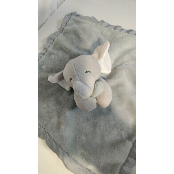 Carters Baby Lovey Gray Plush Elephant Holding Security Blanket Satin EUC - Picture 1 of 10